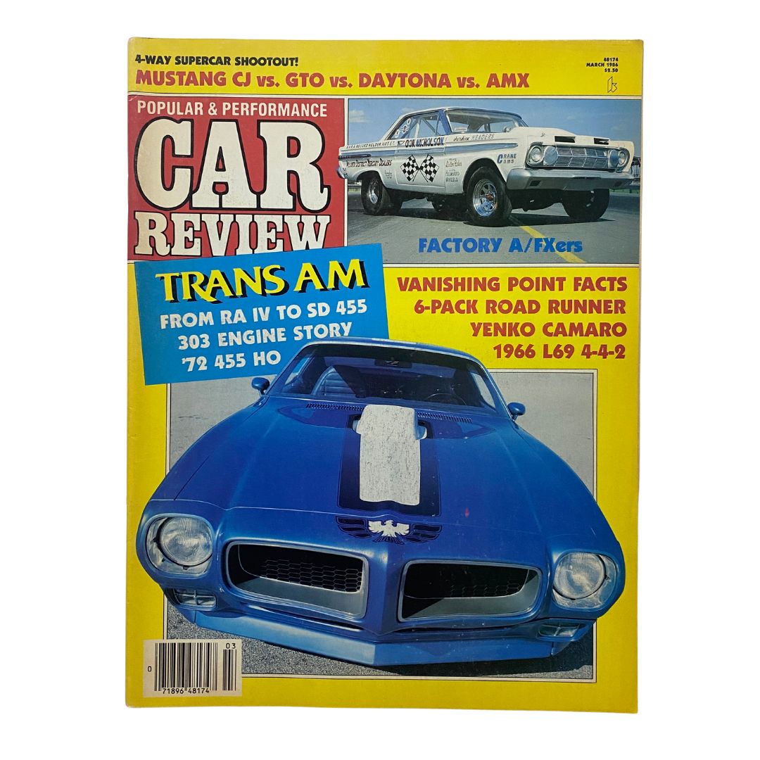 Popular & Performance Car Review Magazine March 1986 Factory A/Fxers No Label