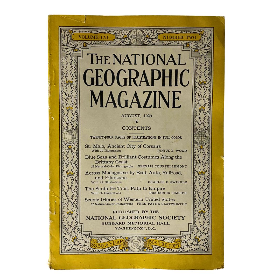 VTG The National Geographic Magazine August 1929 The Santa Fe Trail No Label