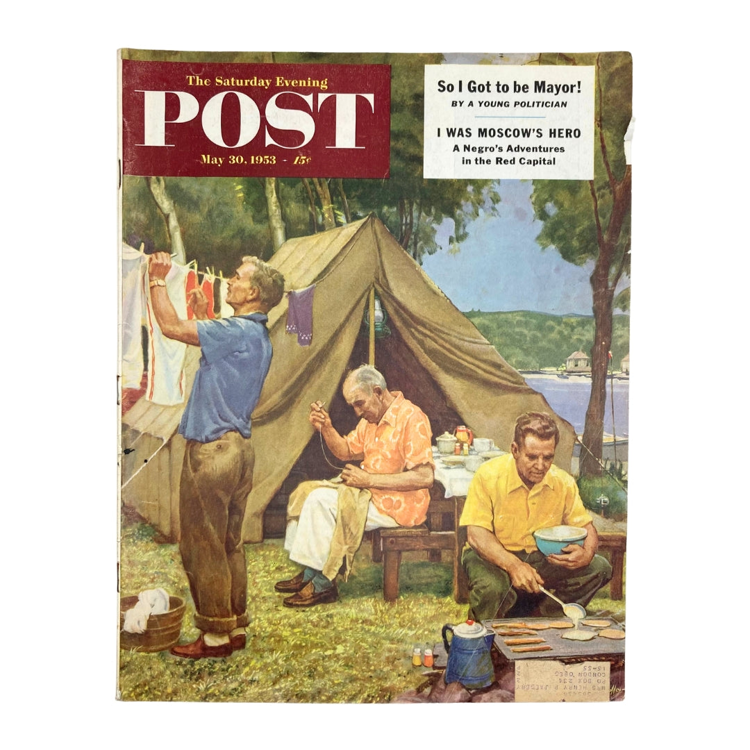 RES* Saturday Evening Post Magazine May 30 1953 Man & Woman Camping Schaeffer