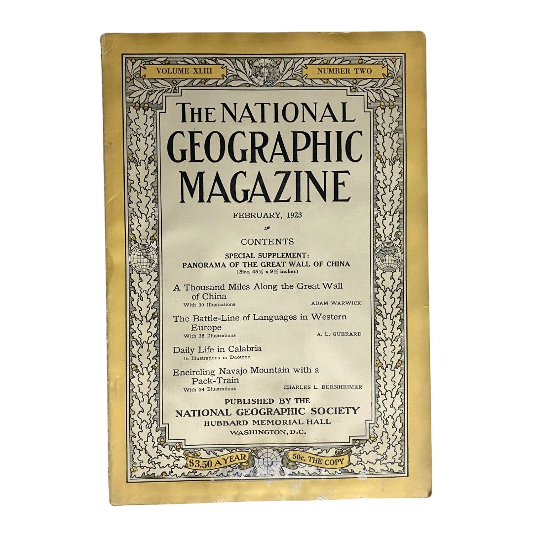 National Geographic Magazine February 1923 The Great Wall Supplement No Label