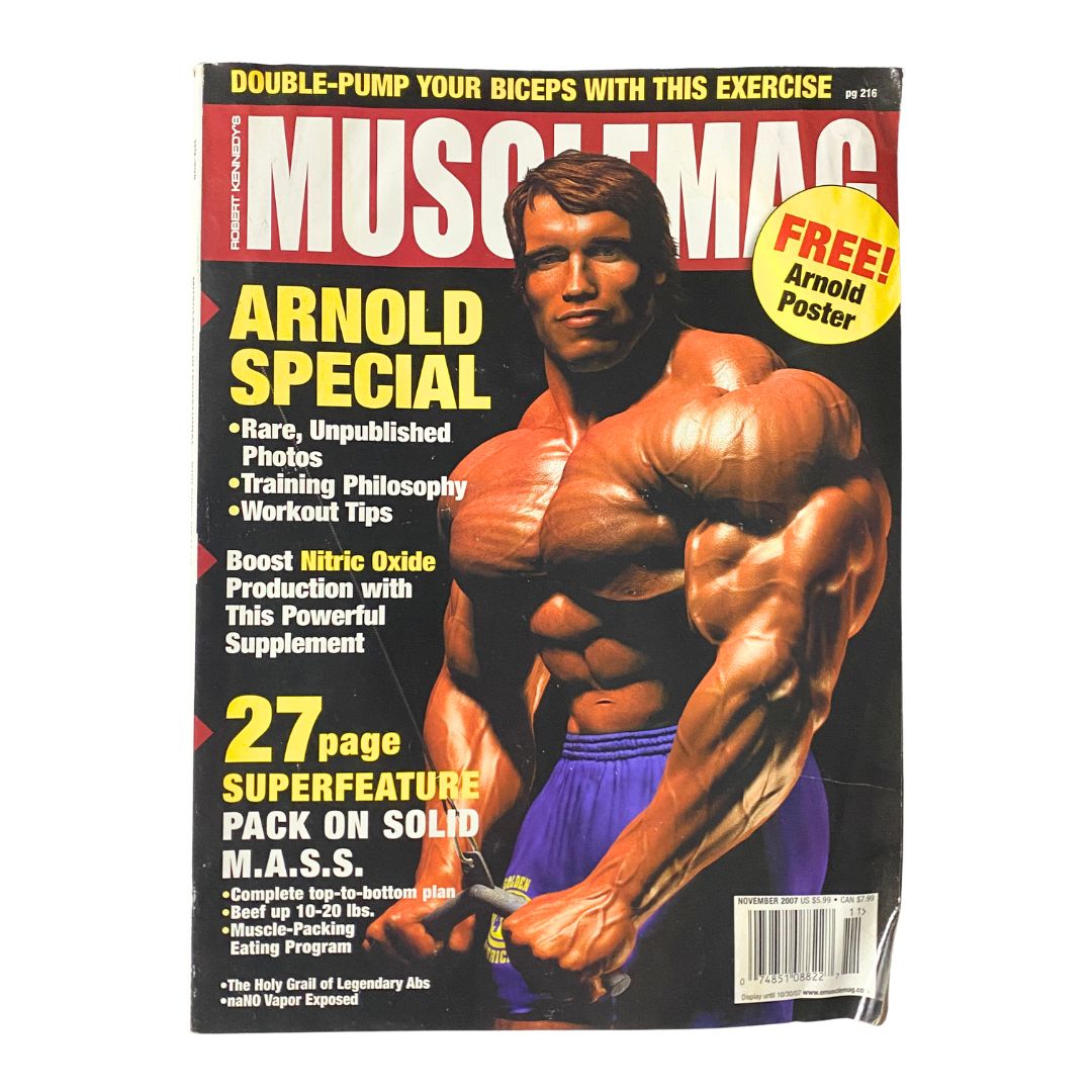 MuscleMag Magazine November 2007 No. 306 Arnold Schwarzenegger w Poster No Label