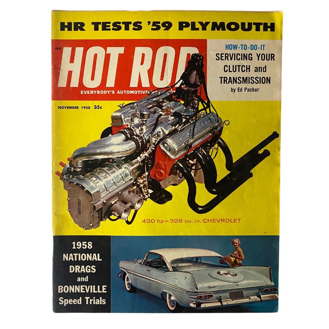 VTG Hot Rod Magazine November 1958 Nat'l Drags & Bonneville Speed Trial No Label