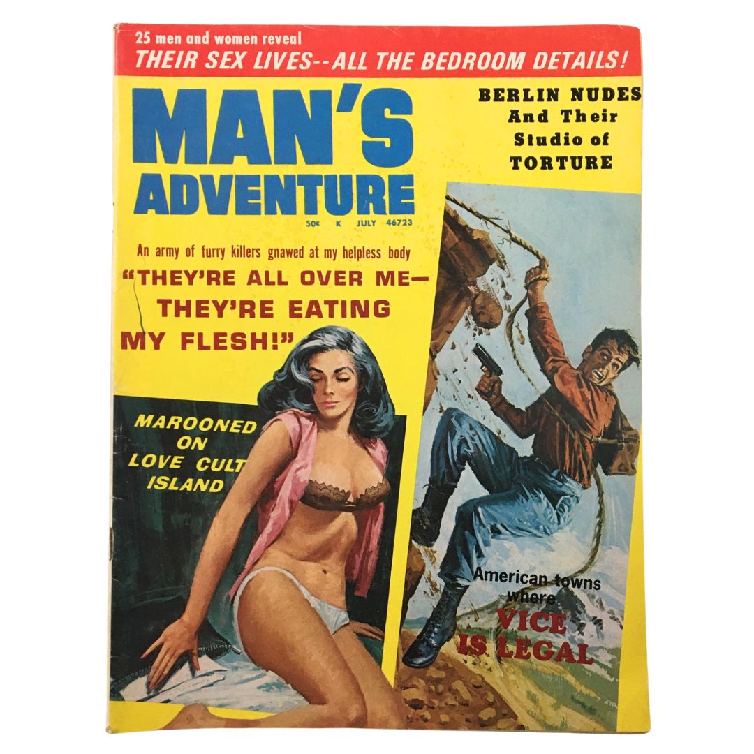 Man's Adventure Magazine July 1971 Marooned on Love Cult Island No Label