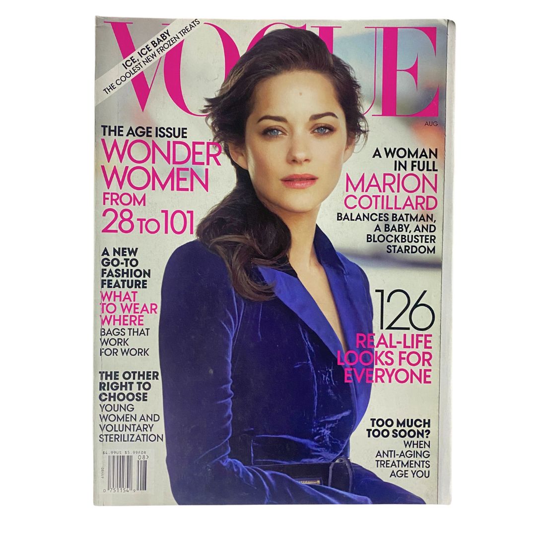 Vogue Magazine August 2012 Marion Cotillard by Peter Lindbergh No Label VG