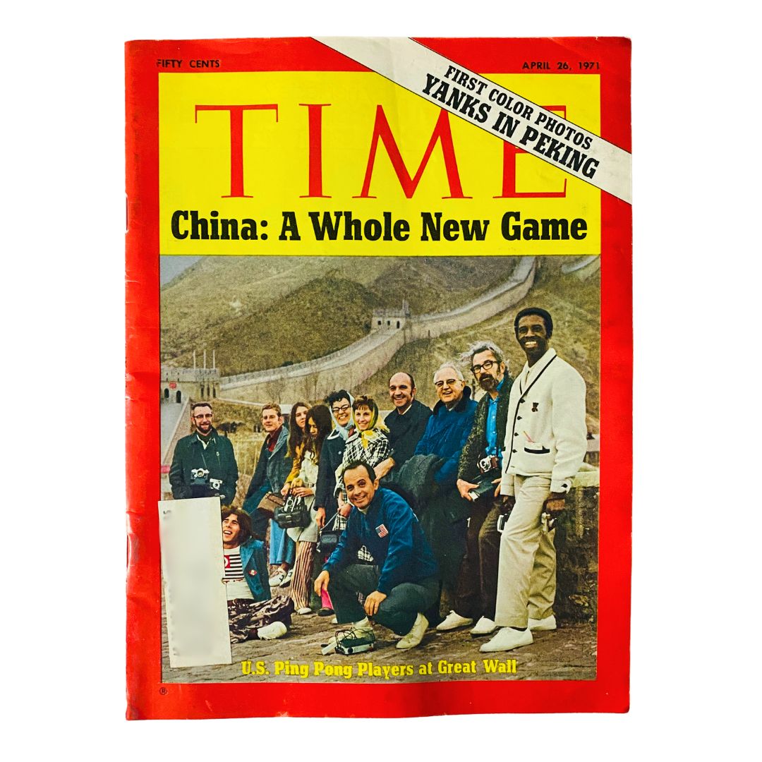 VTG Time Magazine April 26 1971 U.S. Ping Pong Players at Great Wall