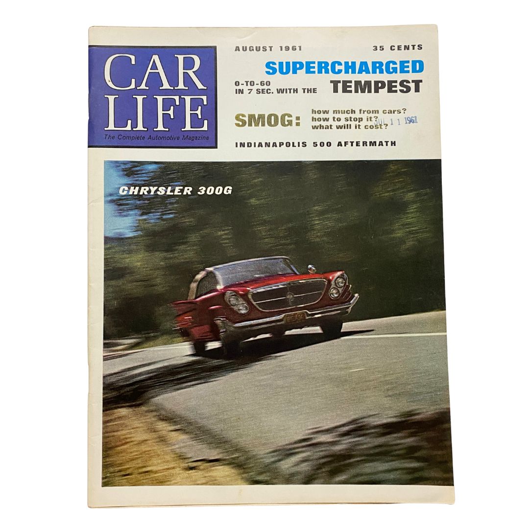 VTG Car Life Magazine August 1961 Chrysler 300G Supercharged Tempest No Label