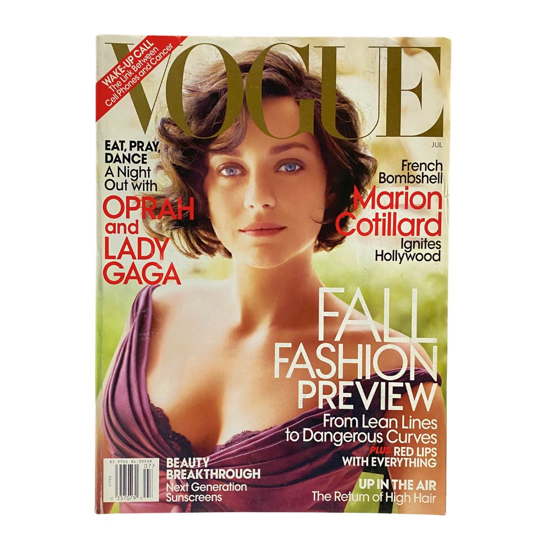 Vogue Magazine July 2010 Actress Marion Cotillard Cover No Label VG