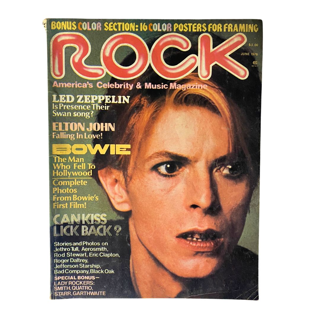 VTG Rock Magazine June 1976 David Bowie, Elton John w Poster No Label