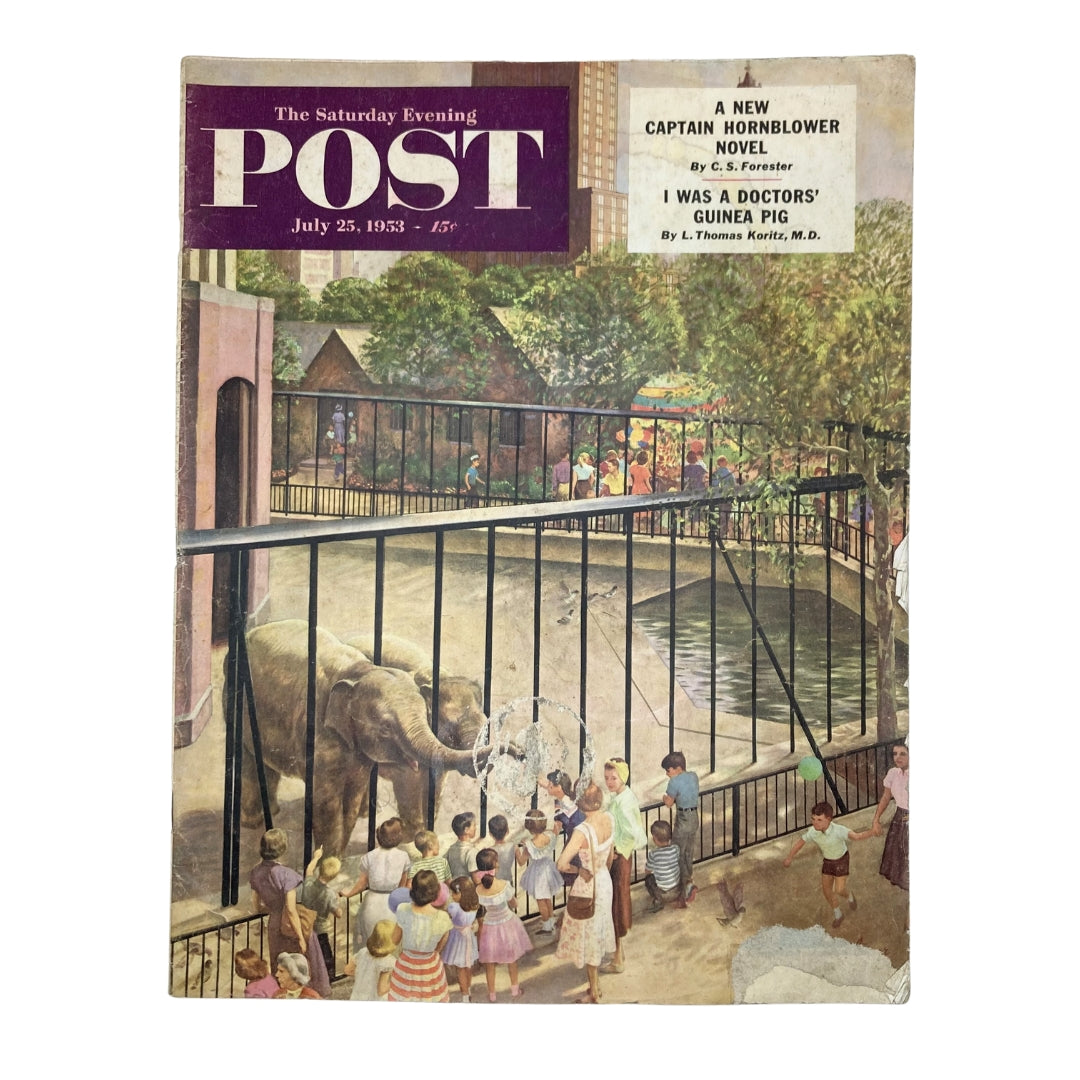 RES* Saturday Evening Post Magazine July 25 1953 In The Zoo - Clymer GD Interior