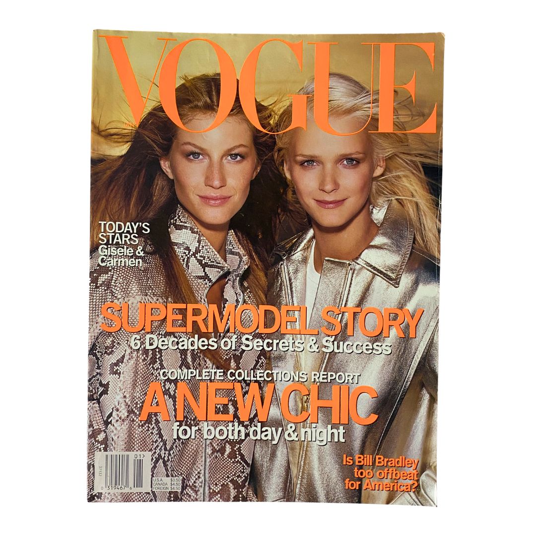 Vogue Magazine January 2000 Gisele Bündchen & Carmen Kass by Steven No Label VG