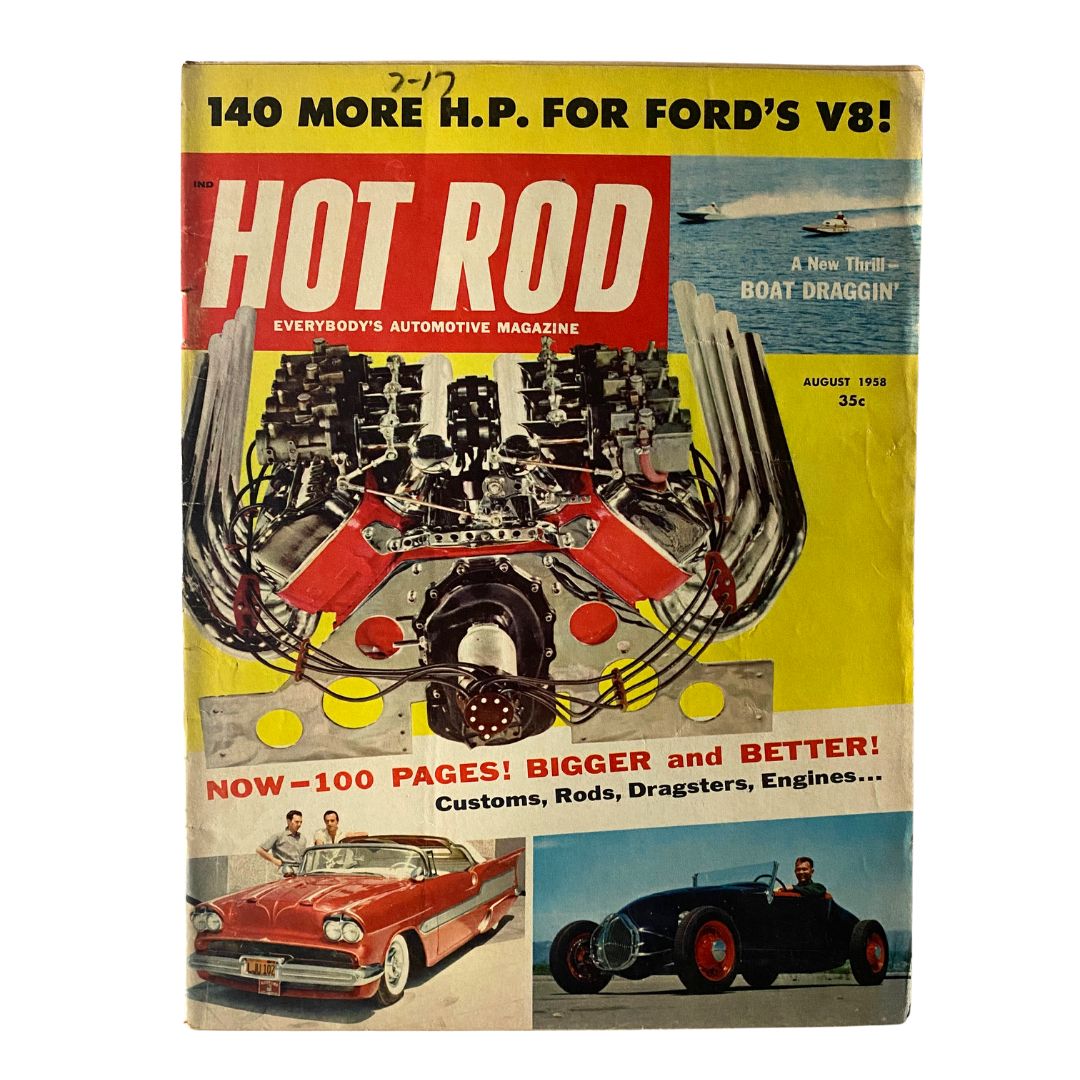 VTG Hot Rod Magazine August 1958 A New Thrill - Boat Draggin' No Label