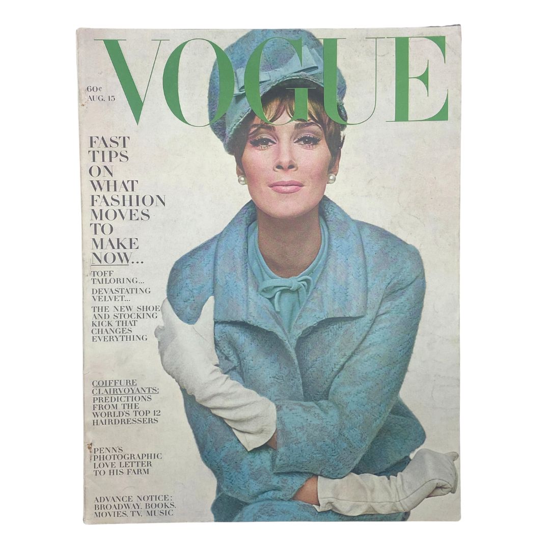 VTG Vogue Magazine August 15 1963 Wilhelmina Cooper Cover No Label