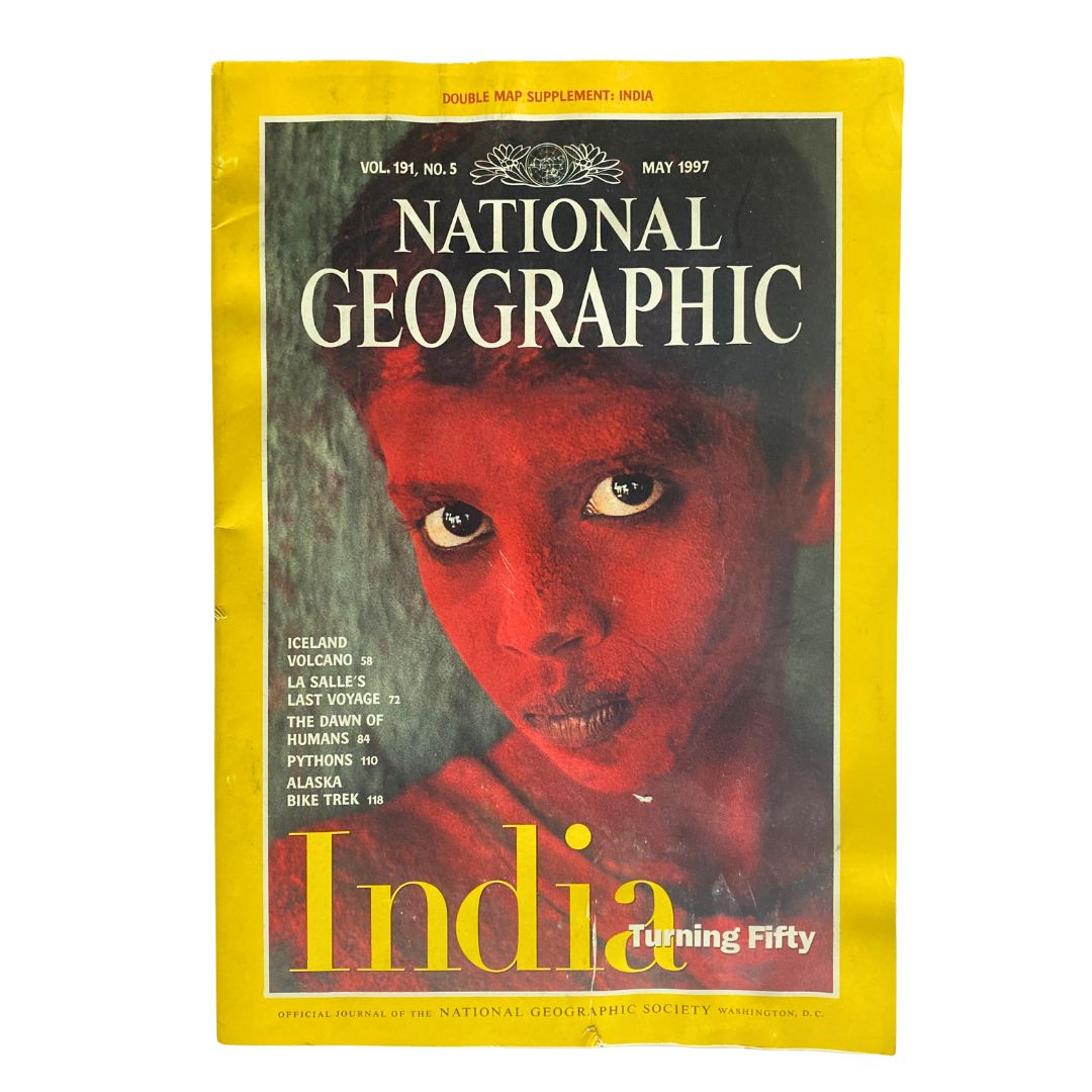 National Geographic Magazine May 1997 Double Map Supplement India No Label