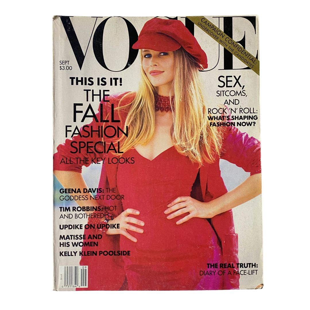 VTG Vogue Magazine September 1992 Claudia Schiffer by Arthur Elgort No Label