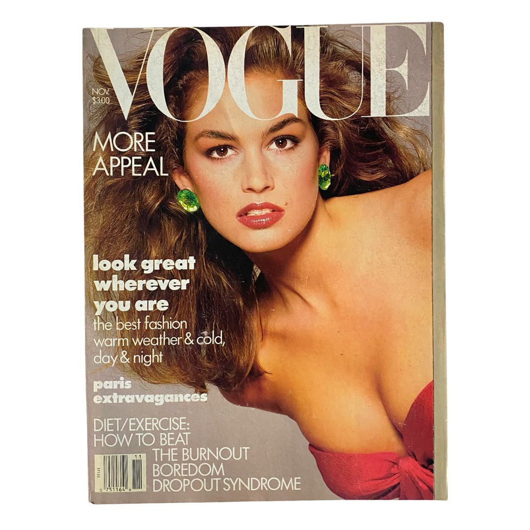 VTG Vogue Magazine November 1987 Cindy Crawford by Richard Avedon No Label