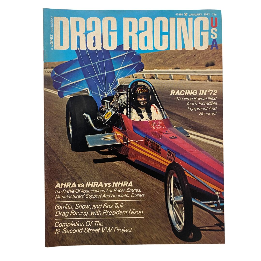VTG Drag Racing USA Magazine January 1972 AHRA vs IHRA vs NHRA No Label VG