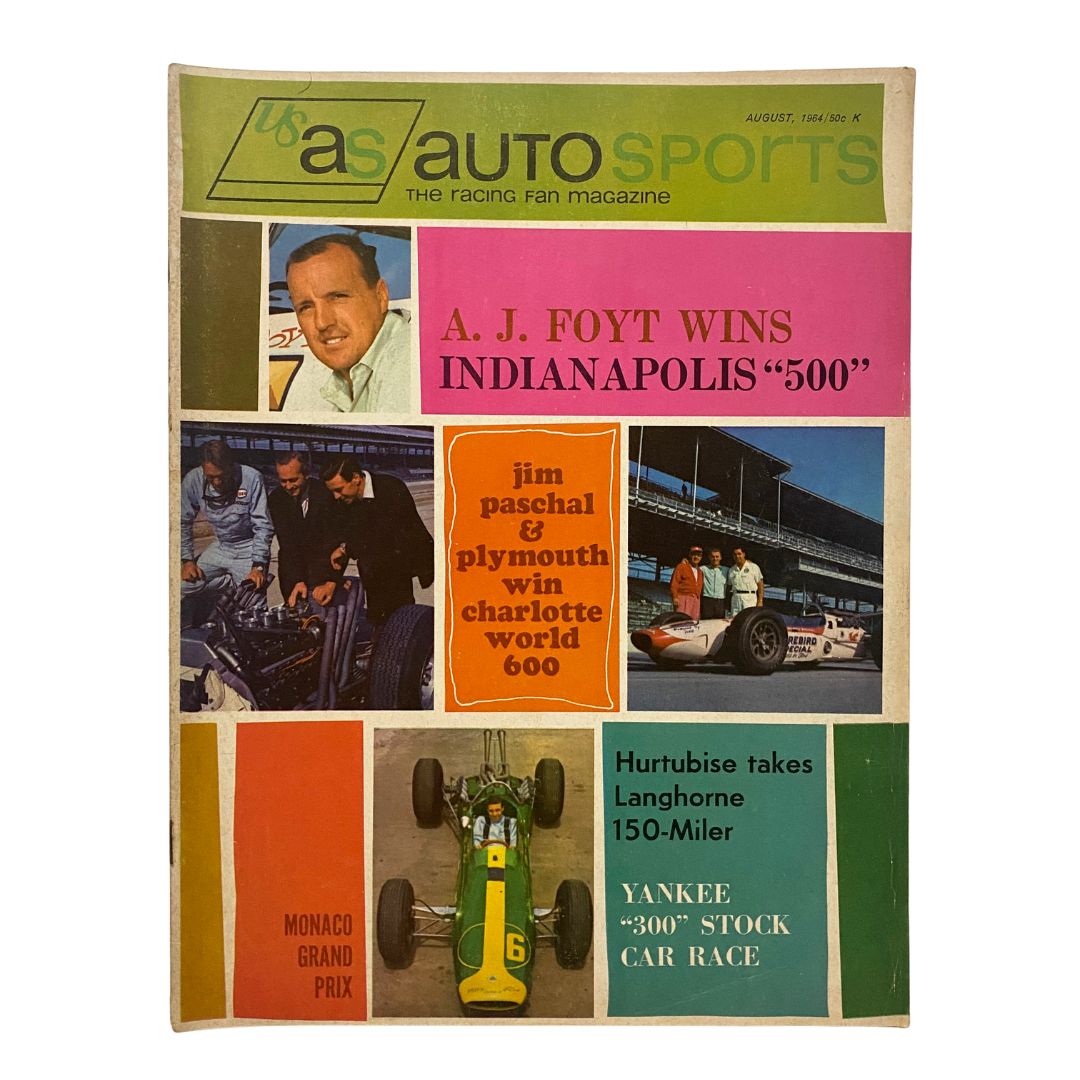 Auto Sports The Racing Fan Magazine August 1964 A.J. Foyt Wins No Label