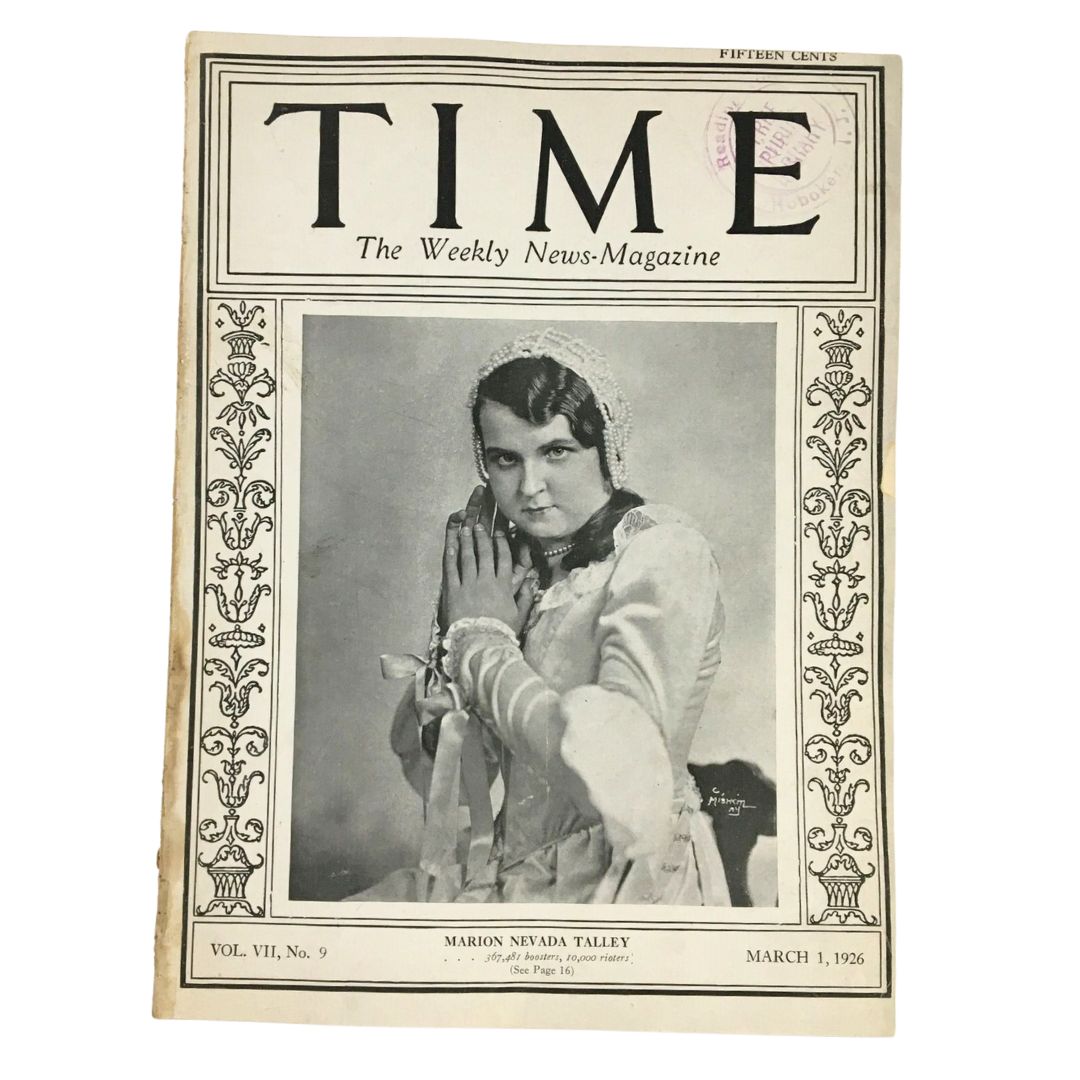 VTG Time Magazine March 1 1926 Vol. VII No. 9 Marion Nevada Talley