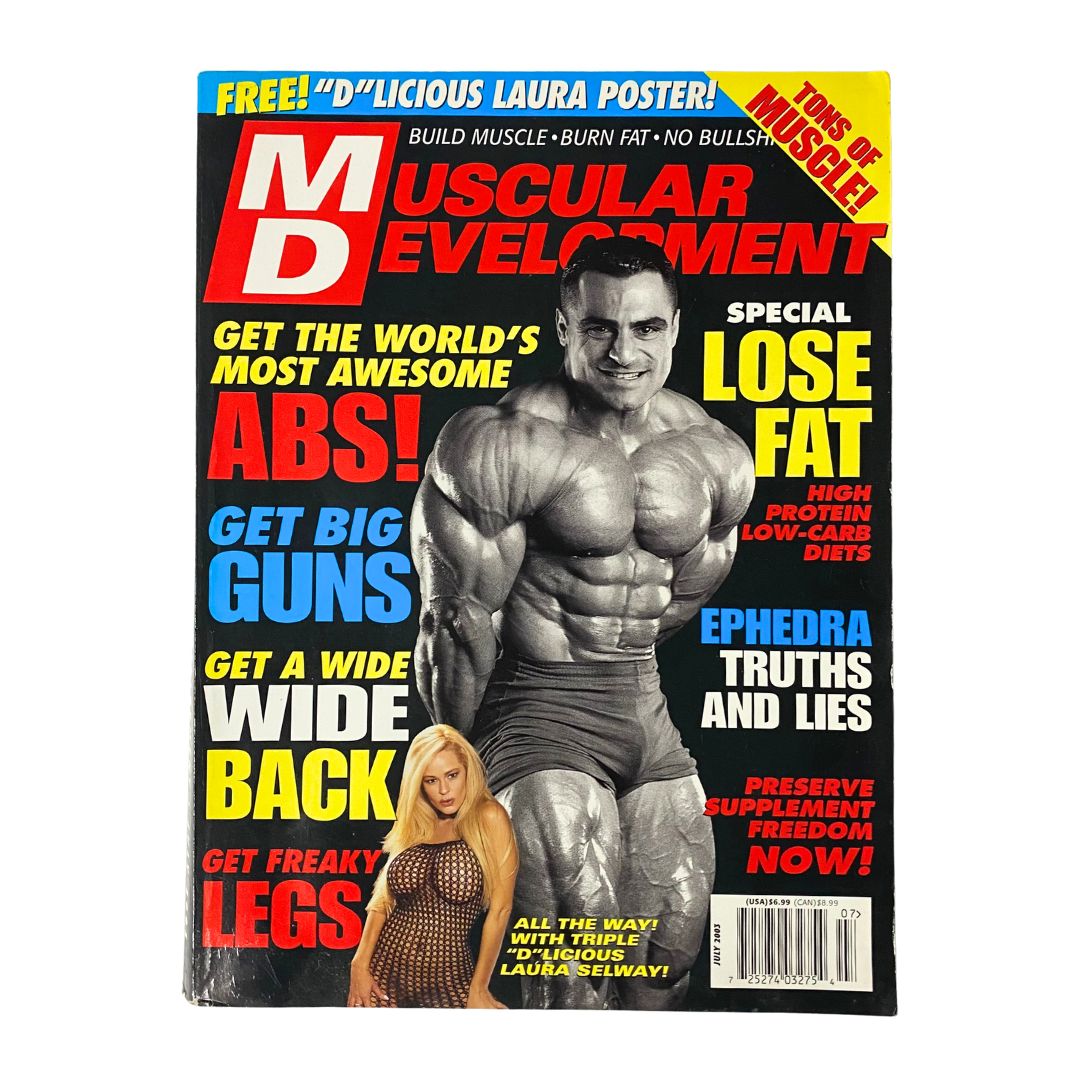 Muscular Development Magazine July 2003 Ahmad Haidar w Poster No Label