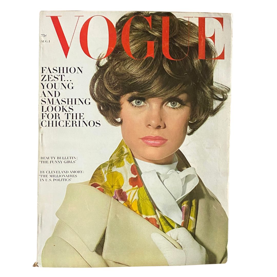 VTG Vogue Magazine August 1 1964 Jean Shrimpton Cover No Label