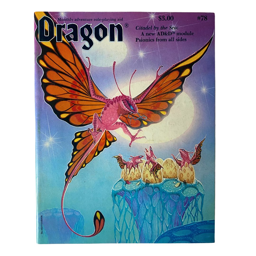 Cover of VTG Dragon Magazine October 1983, Issue #78 featuring vibrant artwork of a fantasy creature and the title 'Citadel by the Sea'.