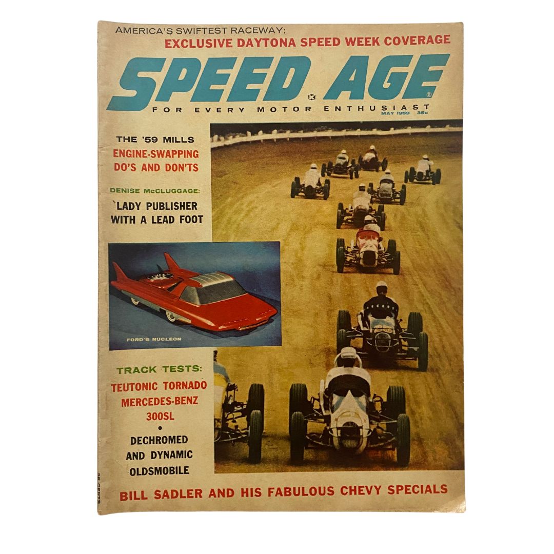 VTG Speed Age Magazine May 1959 Denise McLuggage Lady Publisher No Label