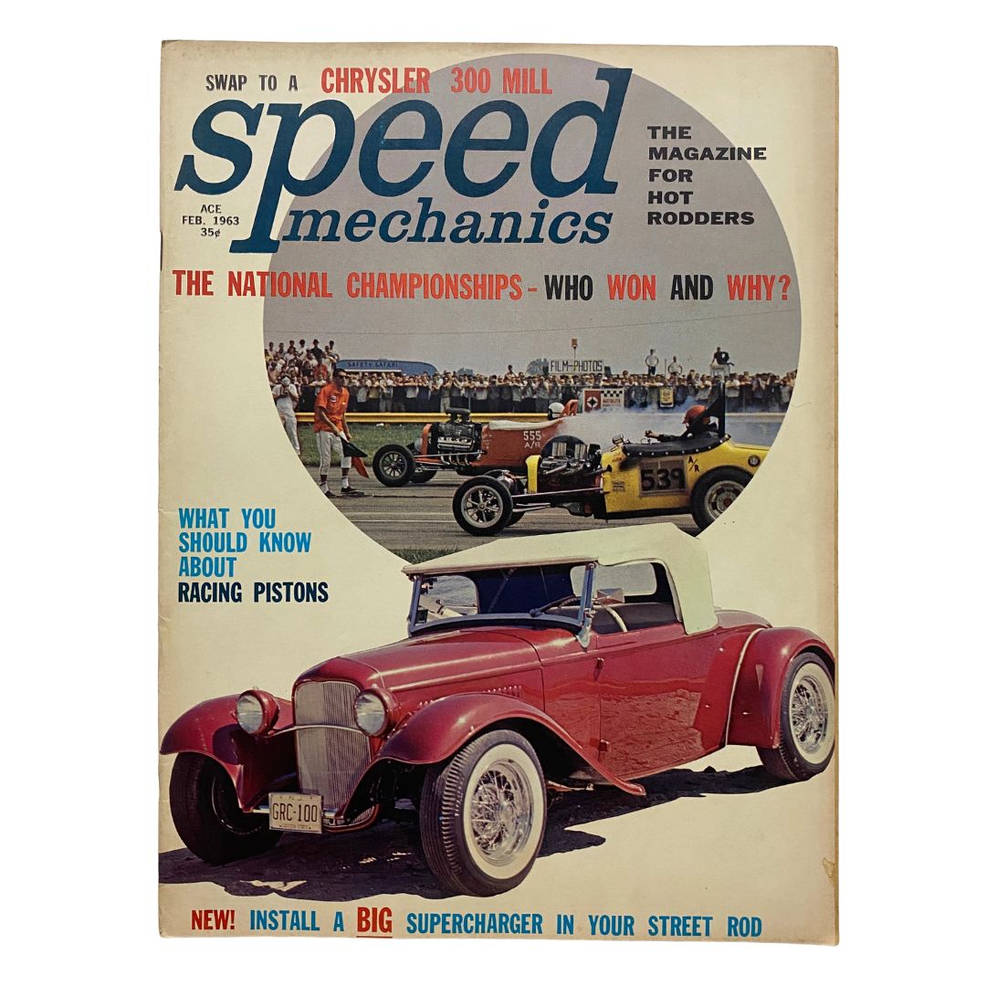 VTG Speed Mechanics Magazine February 1963 Red Velvet Roadster No Label