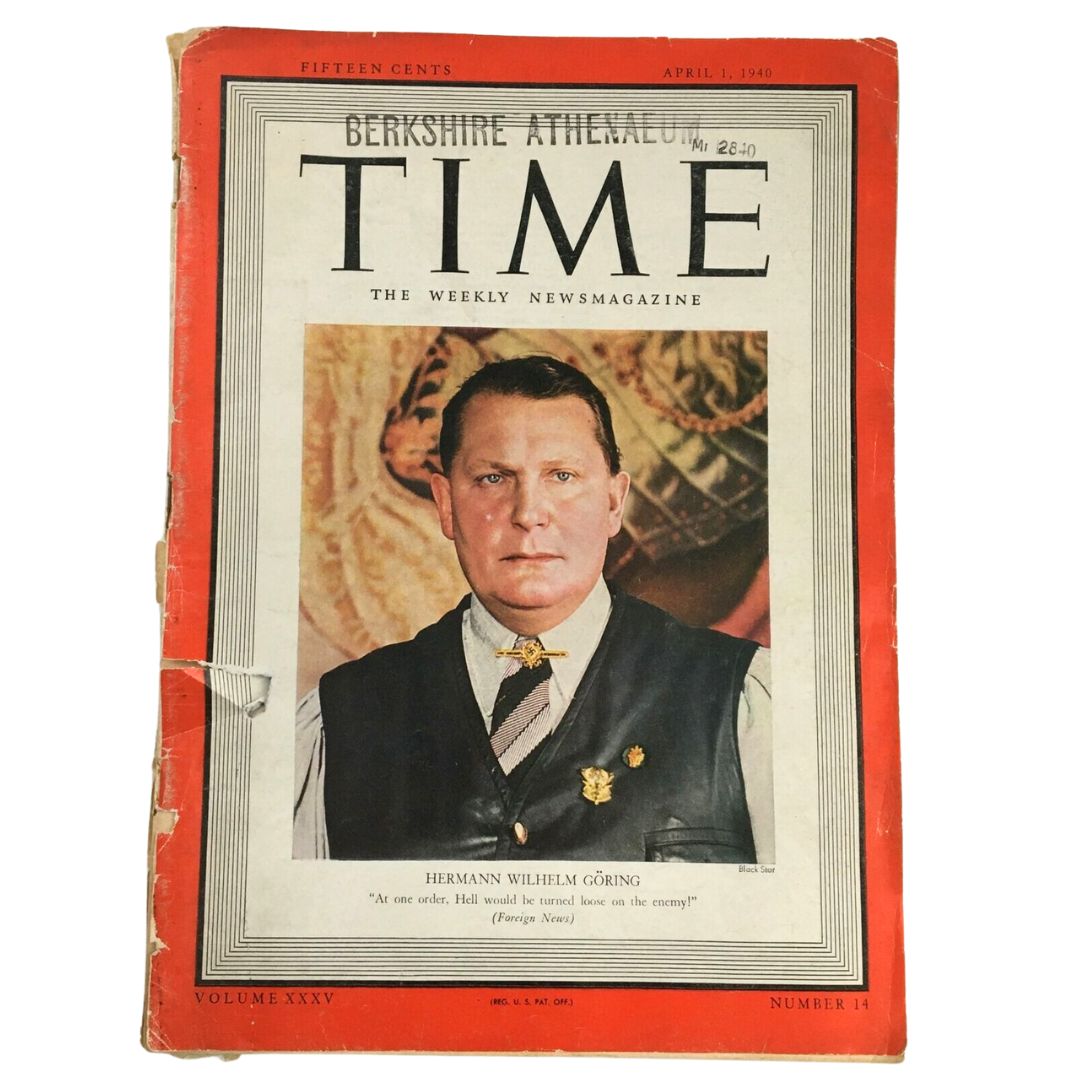 Time Magazine April 1 1940 Vol 35 #14 Military Leader Hermann Wilhelm Göring