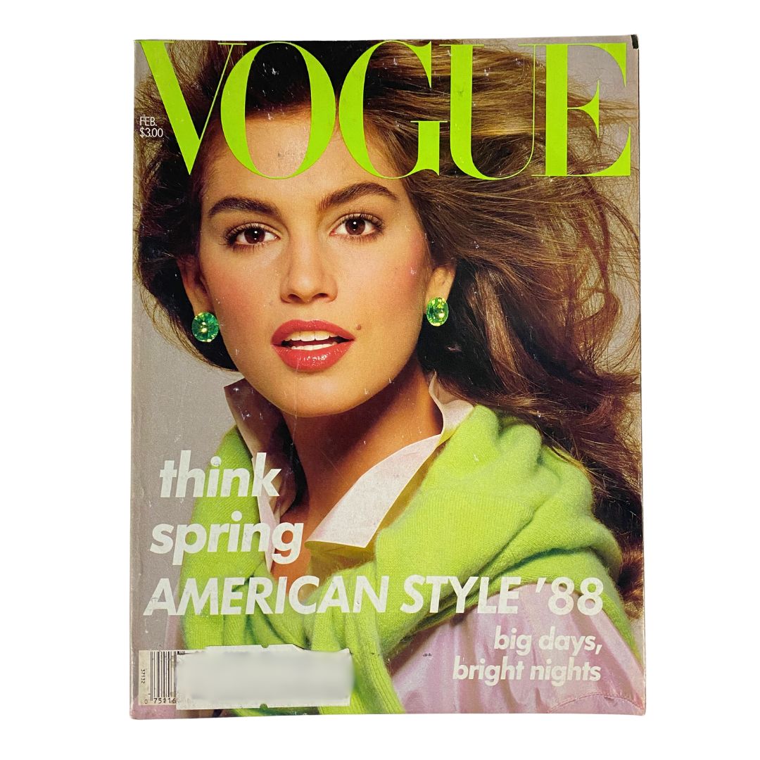 VTG Vogue Magazine February 1988 Cindy Crawford by Richard Avedon