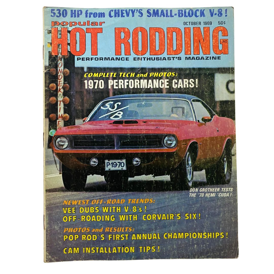 Popular Hot Rodding Magazine October 1969 Don Grotheer '70 Hemi 'Cuda No Label