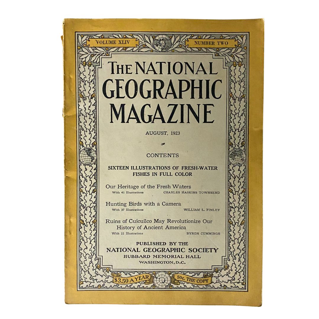 VTG The National Geographic Magazine August 1923 Hunting Birds w Camera No Label