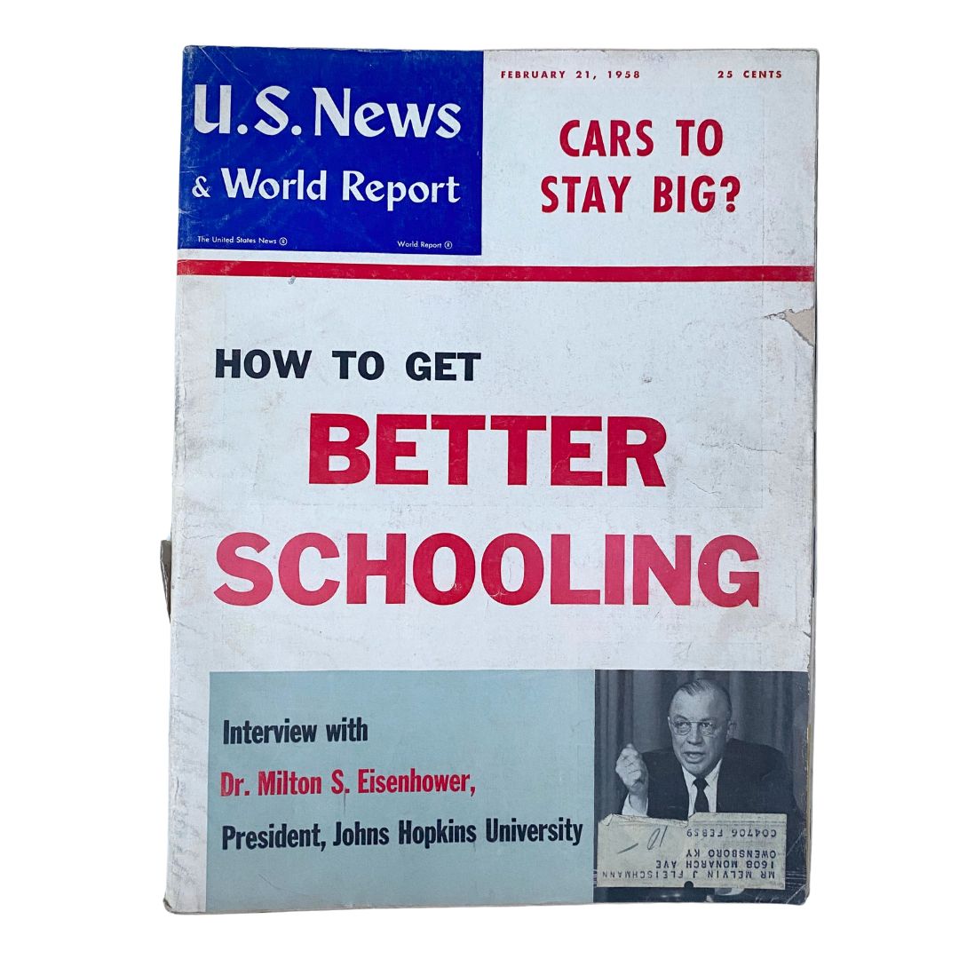 US News & World Report Magazine February 21 1958 Dr. Milton S. Eisenhower