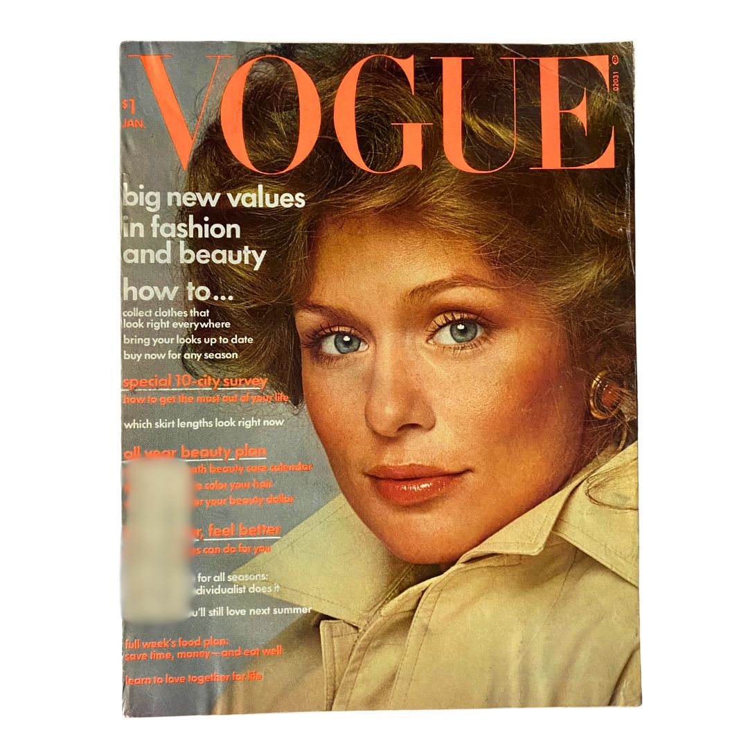 VTG Vogue Magazine January 1974 Lauren Hutton by Francesco Scavullo