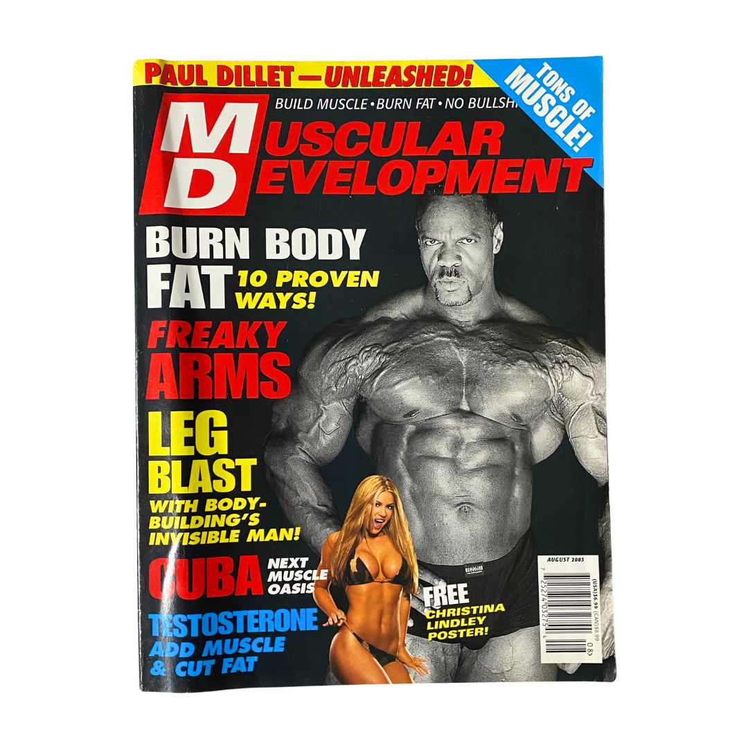 Muscular Development Magazine August 2003 Paul Dillett w Poster No Label