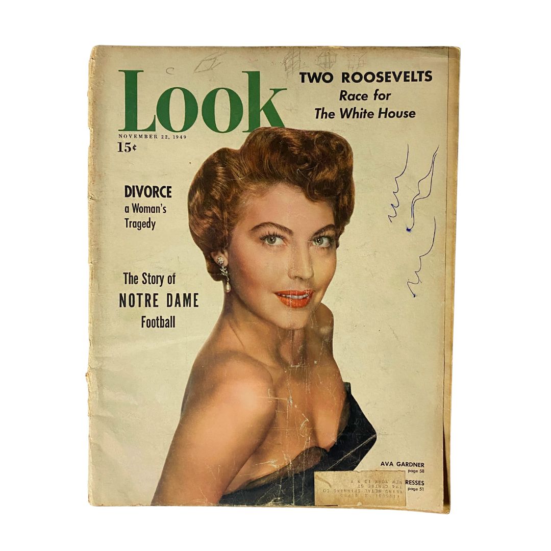 VTG Look Magazine November 22 1949 Vol 13 No. 24 Ava Gardner Cover GD Interior