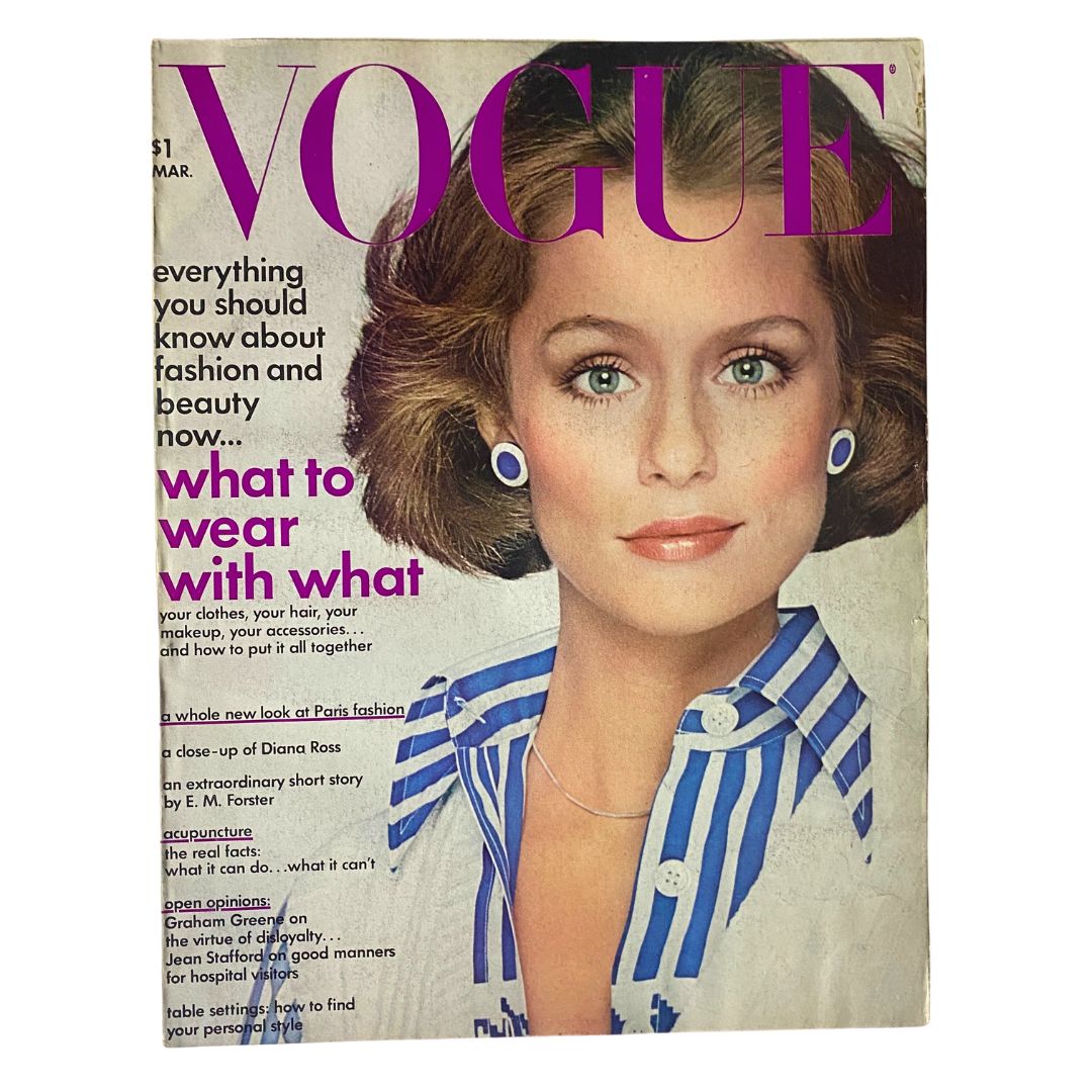 VTG Vogue Magazine March 1973 Lauren Hutton by Richard Avedon No Label