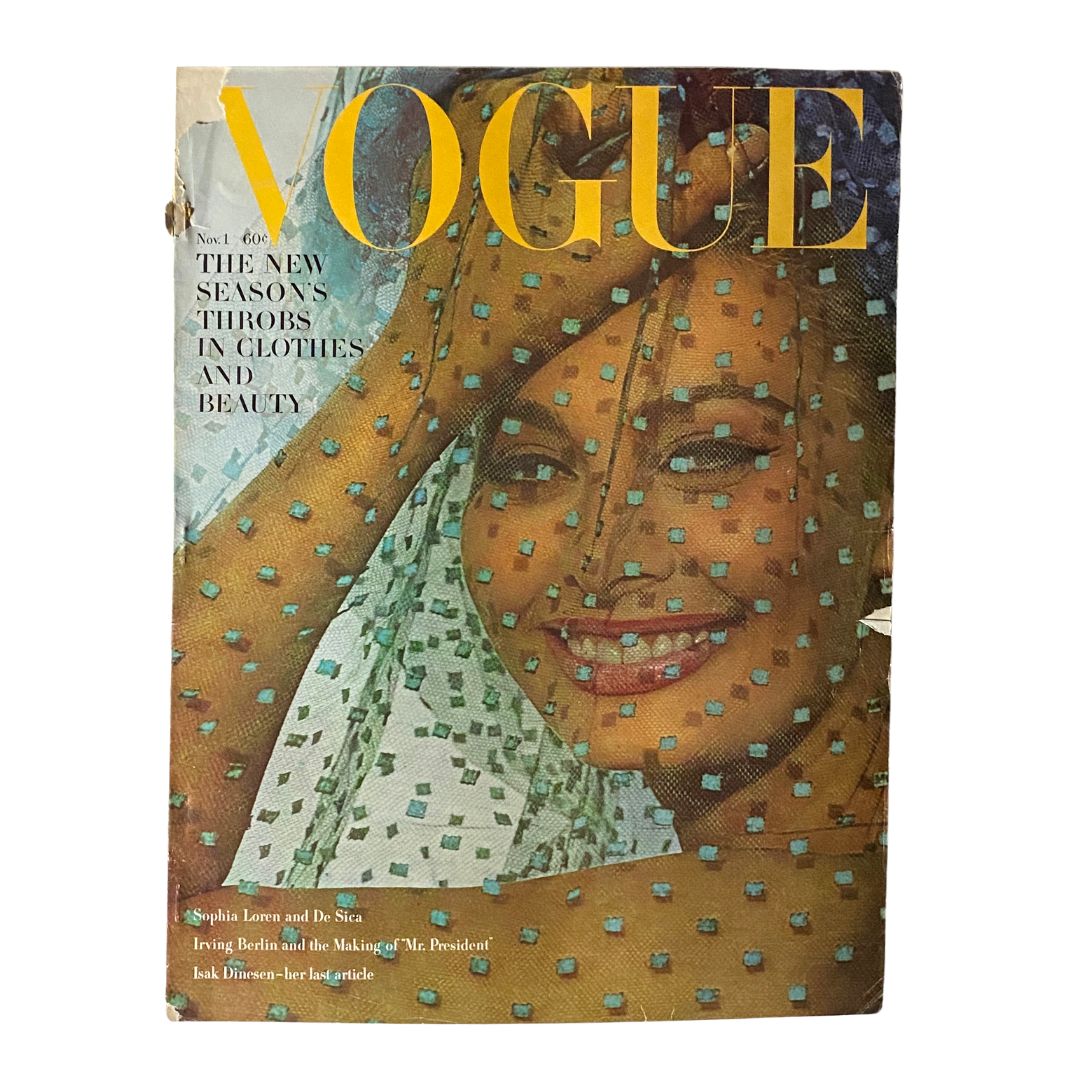 VTG Vogue Magazine November 1 1962 Sophia Loren by Bert Stern No Label