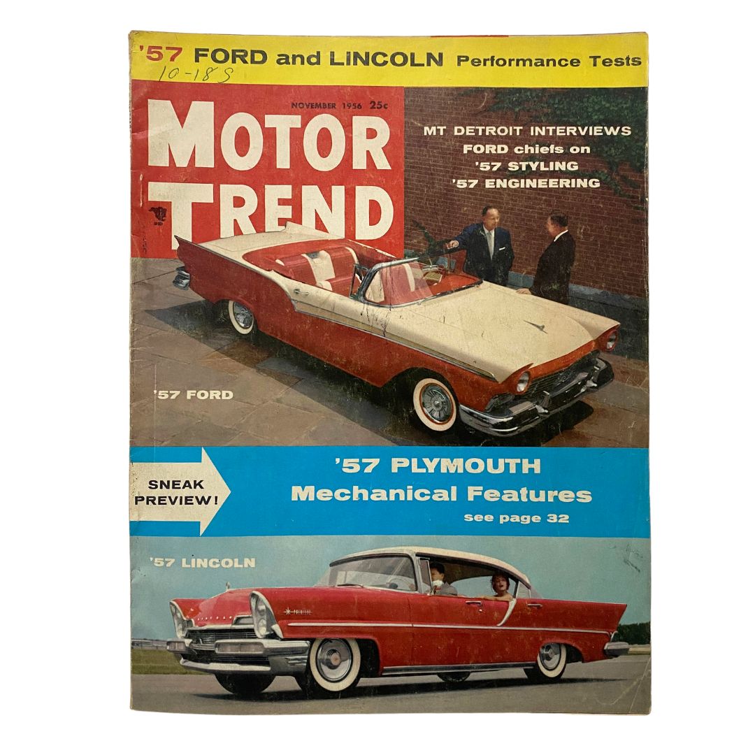 VTG Motor Trend Magazine November 1956 '57 Plymouth Mechanical Features No Label