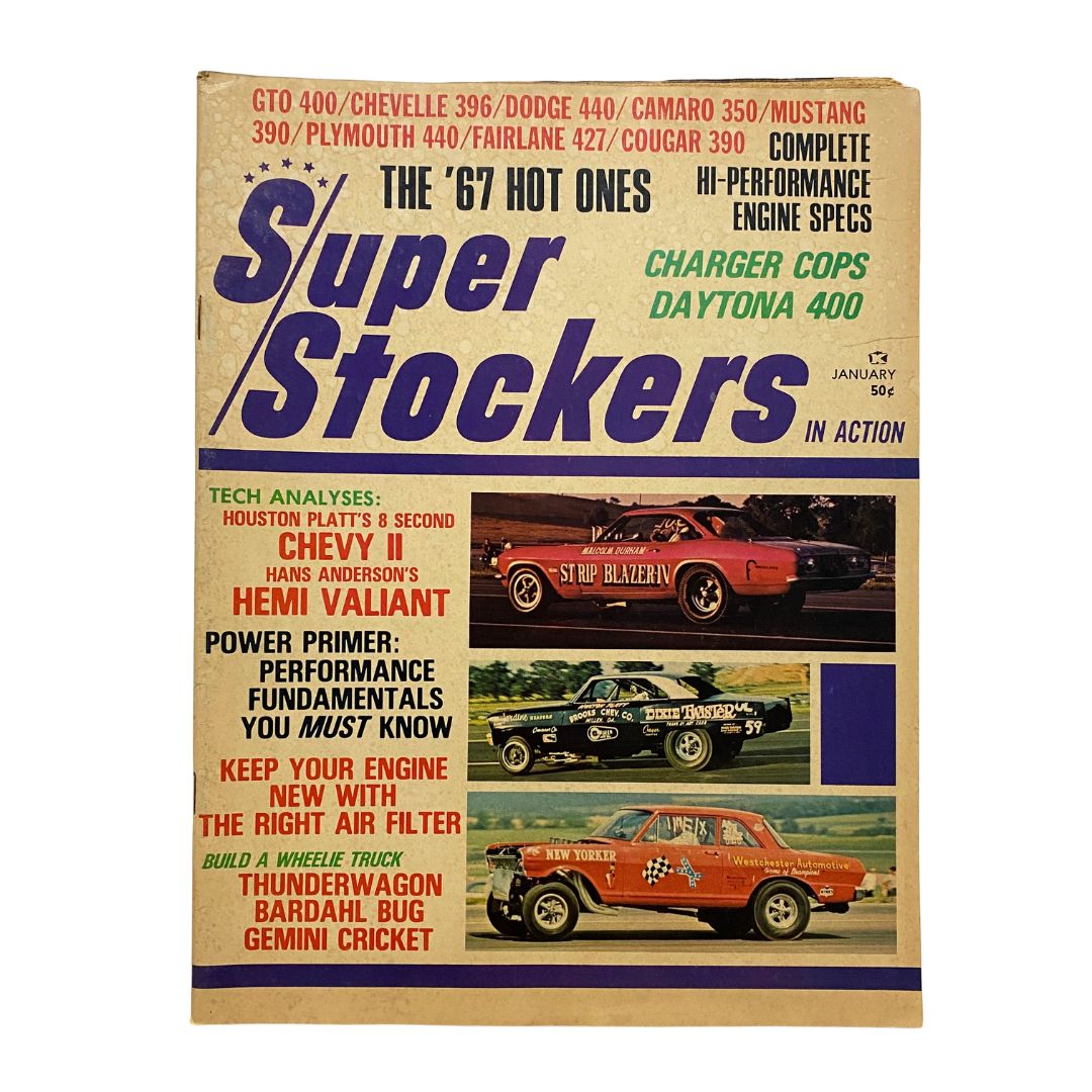 Super Stockers in Action Magazine January 1967 Chevy II, Hemi Valiant No Label