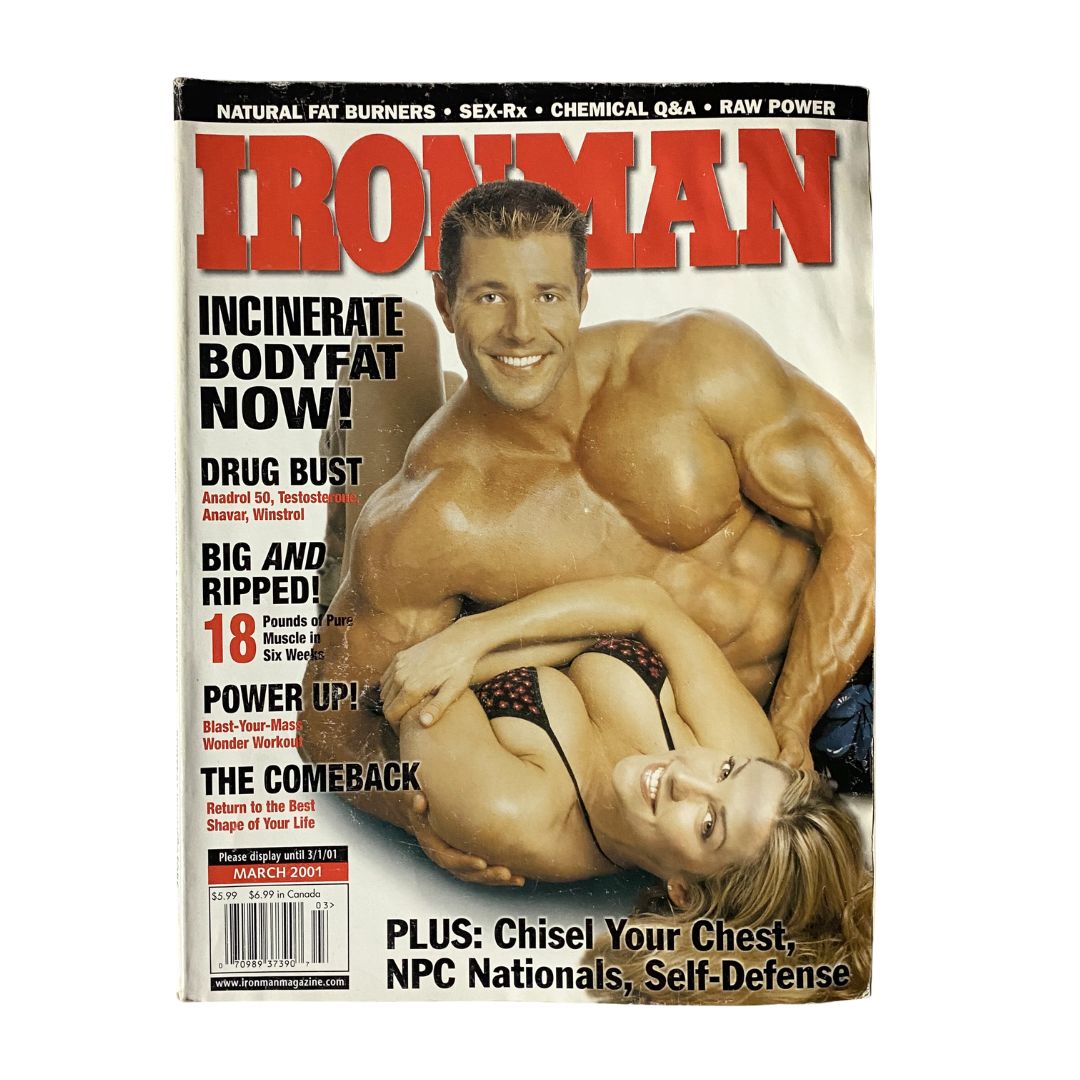 Iron Man Magazine from March 2001 featuring a cover with Rachel Moore. This vintage magazine, essential for comic book and superhero enthusiasts, showcases the iconic Iron Man with engaging articles on technology and comic culture.
