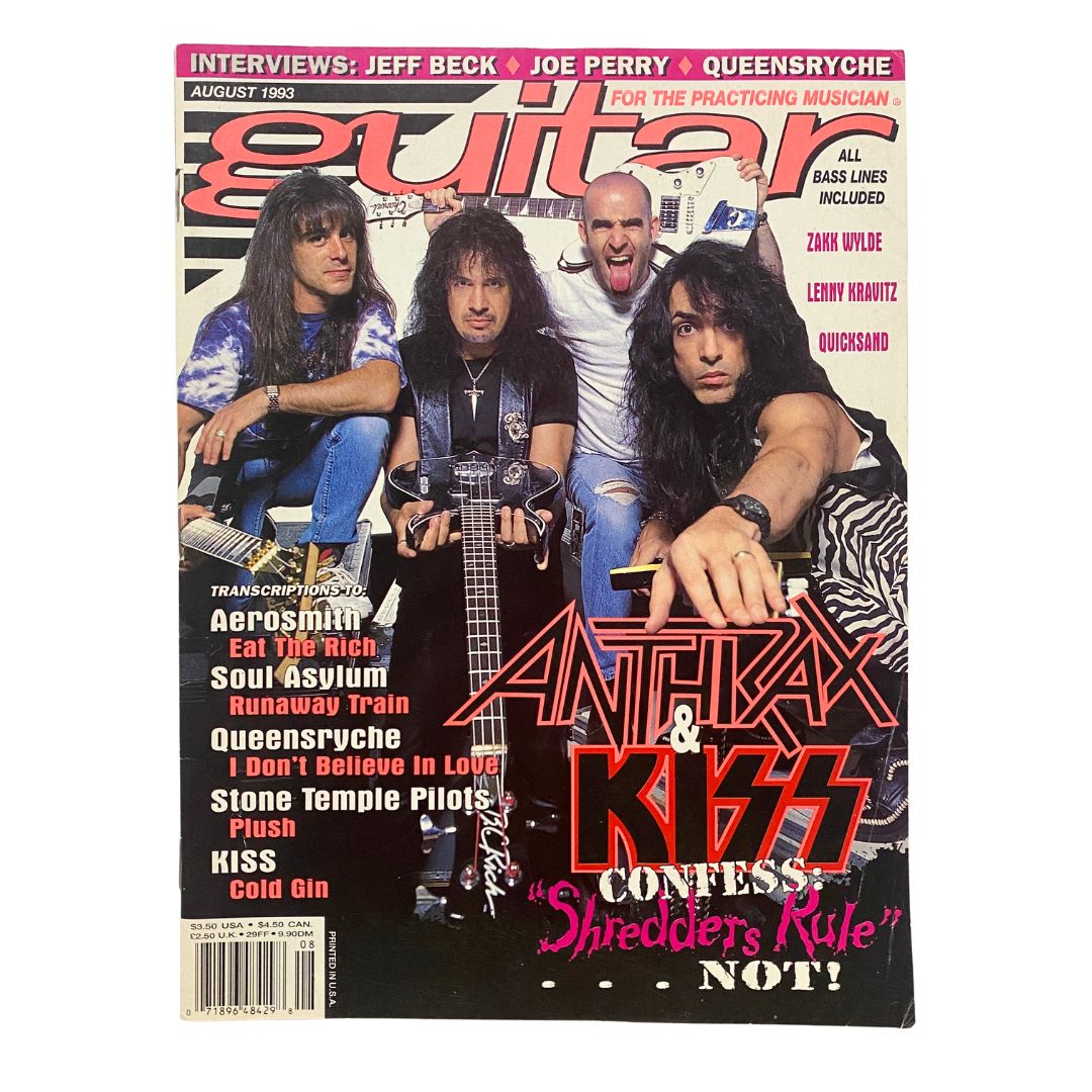 Guitar for the Practicing Musician Magazine August 1993 Anthrax & Kiss w Poster