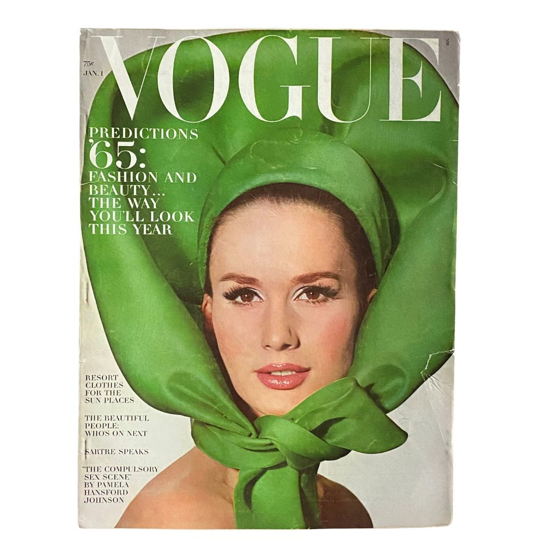 VTG Vogue Magazine January 1 1965 Brigitte Bauer Cover No Label