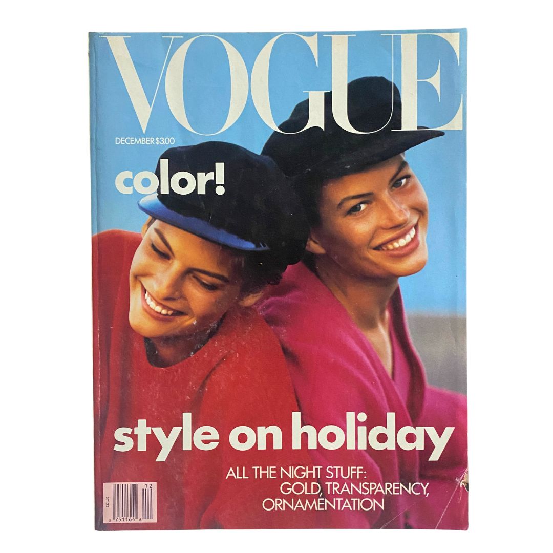 VTG Vogue Magazine December 1988 Linda Evangelista & Carré Otis No Label