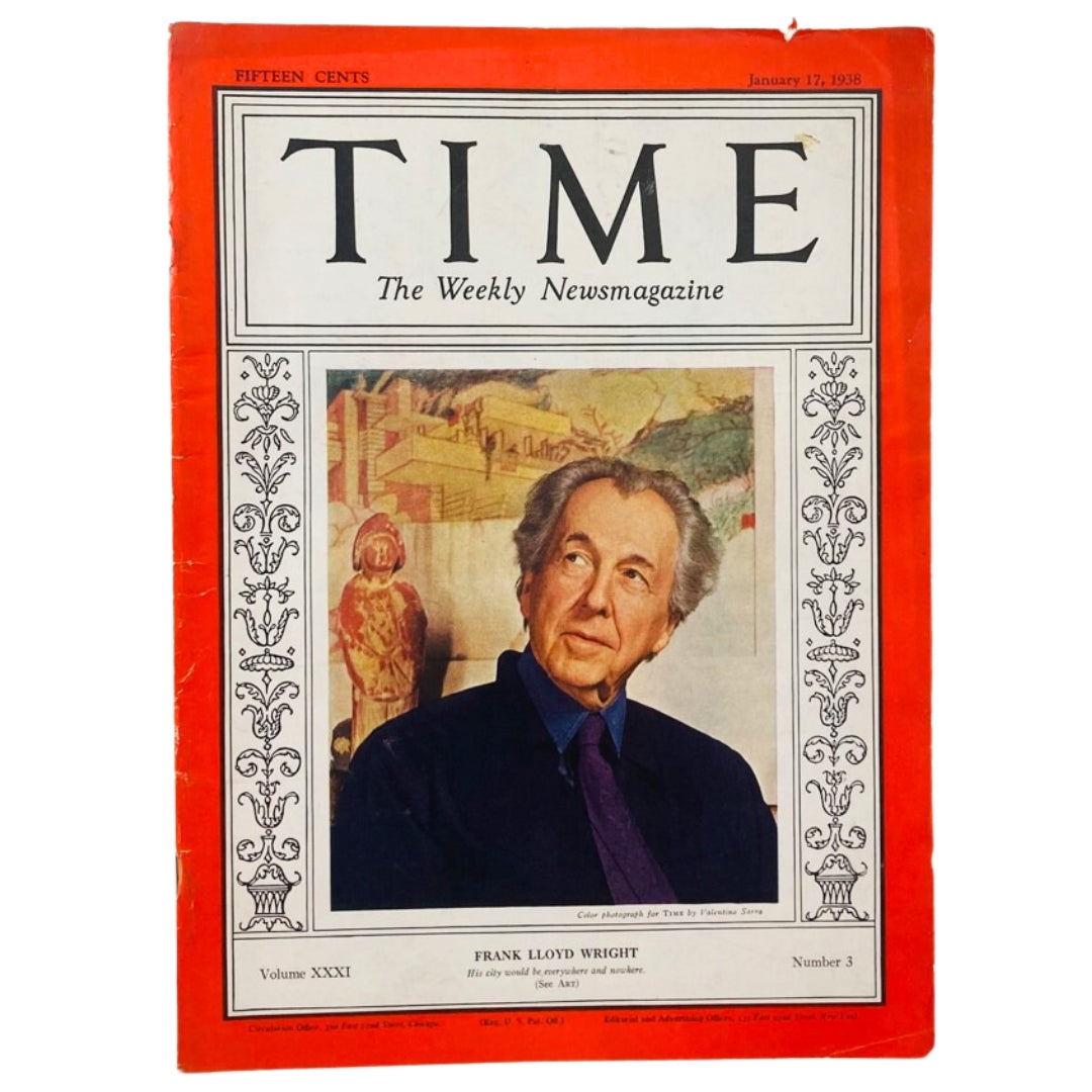 VTG Time Magazine January 17 1938 Vol 31 No. 3 Frank Lloyd Wright