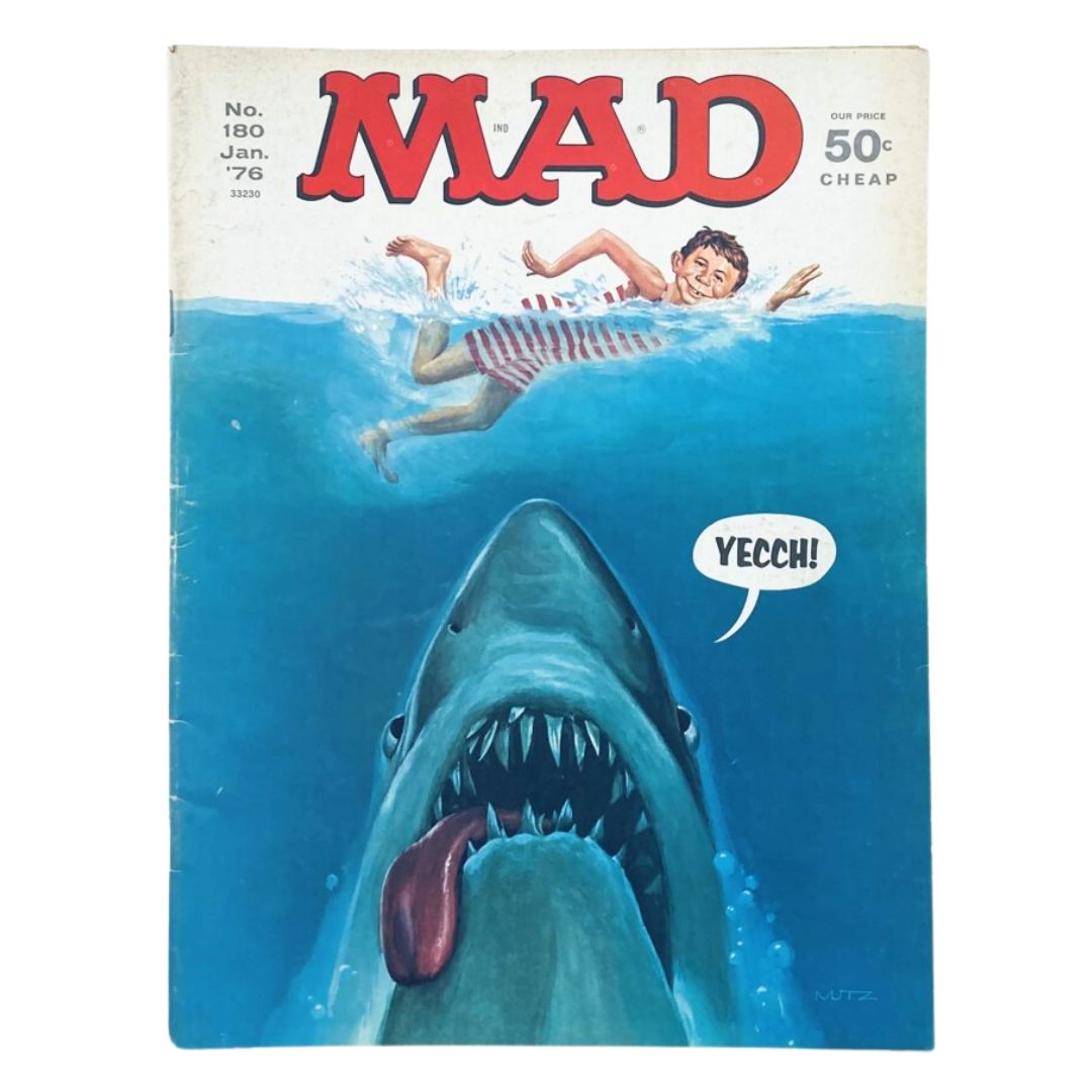 Mad Magazine January 1976 No. 180 Jaw'D Movie Satire 6.0 FN Fine No Label