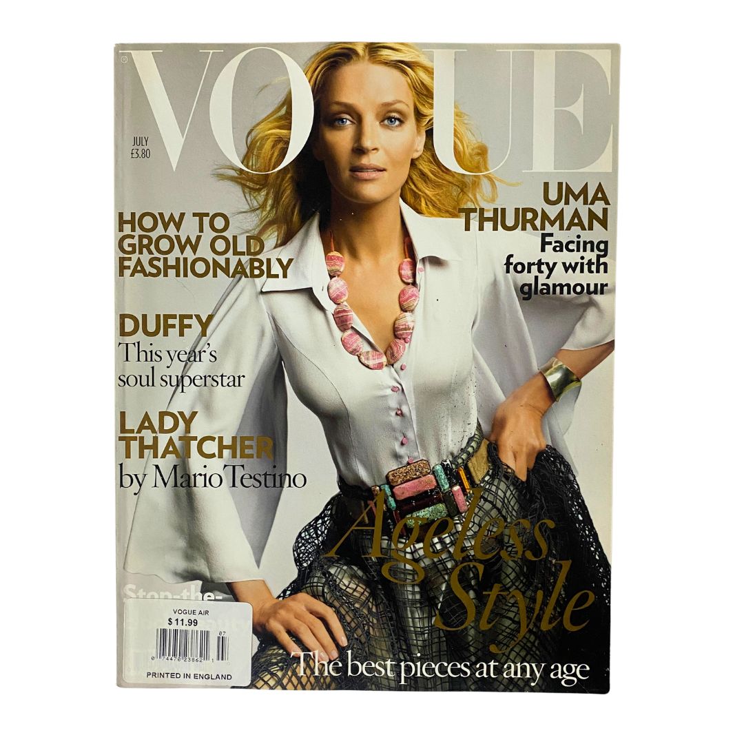 British Vogue Magazine July 2008 Uma Thurman by Regan Cameron Cover No Label VG