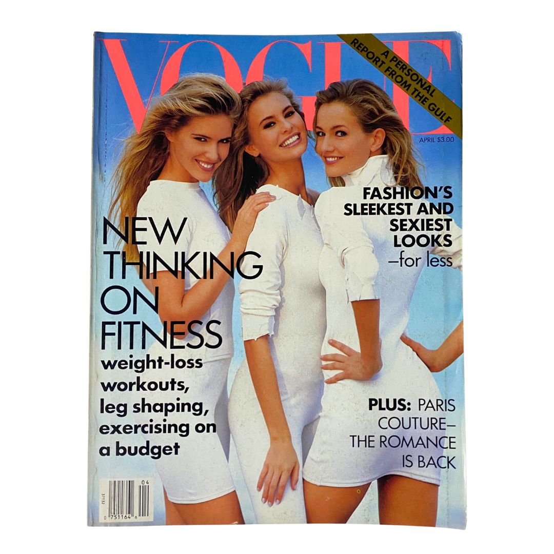 Vogue Magazine April 1991 Judit Mascó, Niki Taylor & Karen Mulder No Label VG