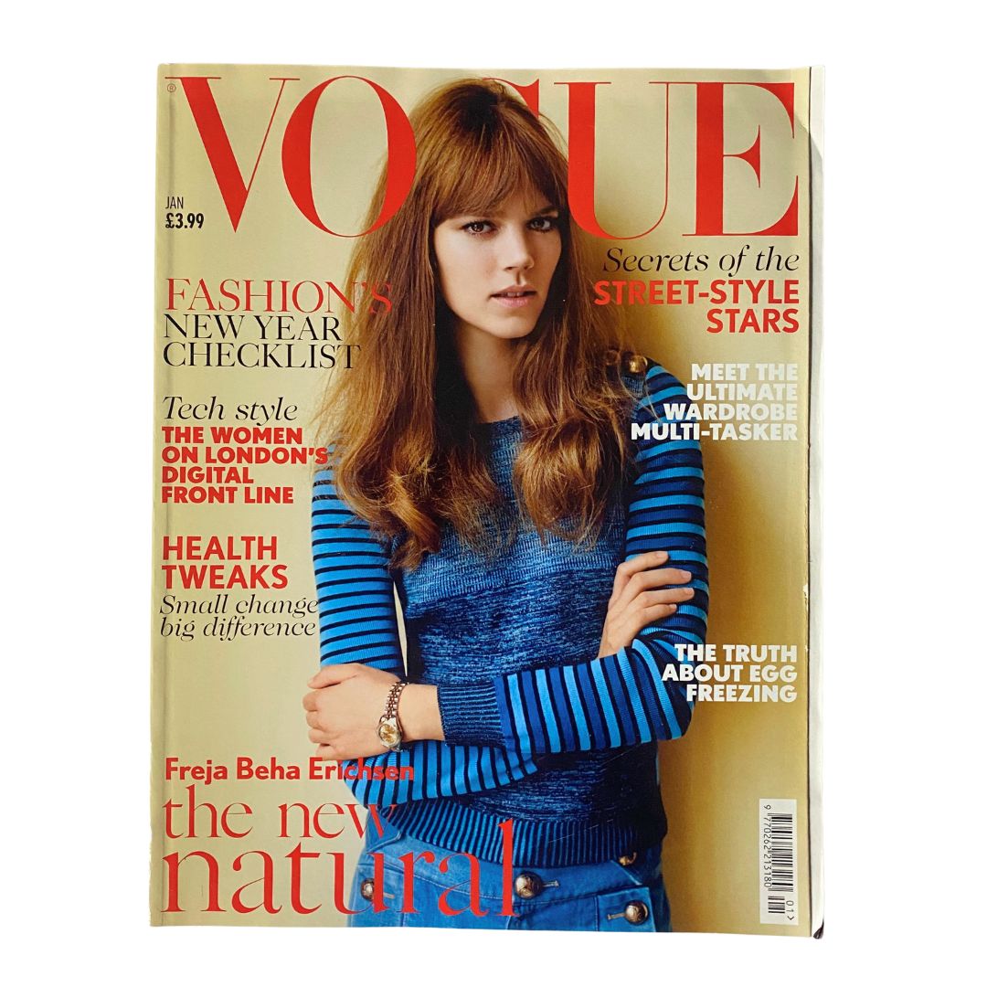 British Vogue Magazine January 2015 Freja Beha Erichsen Cover No Label