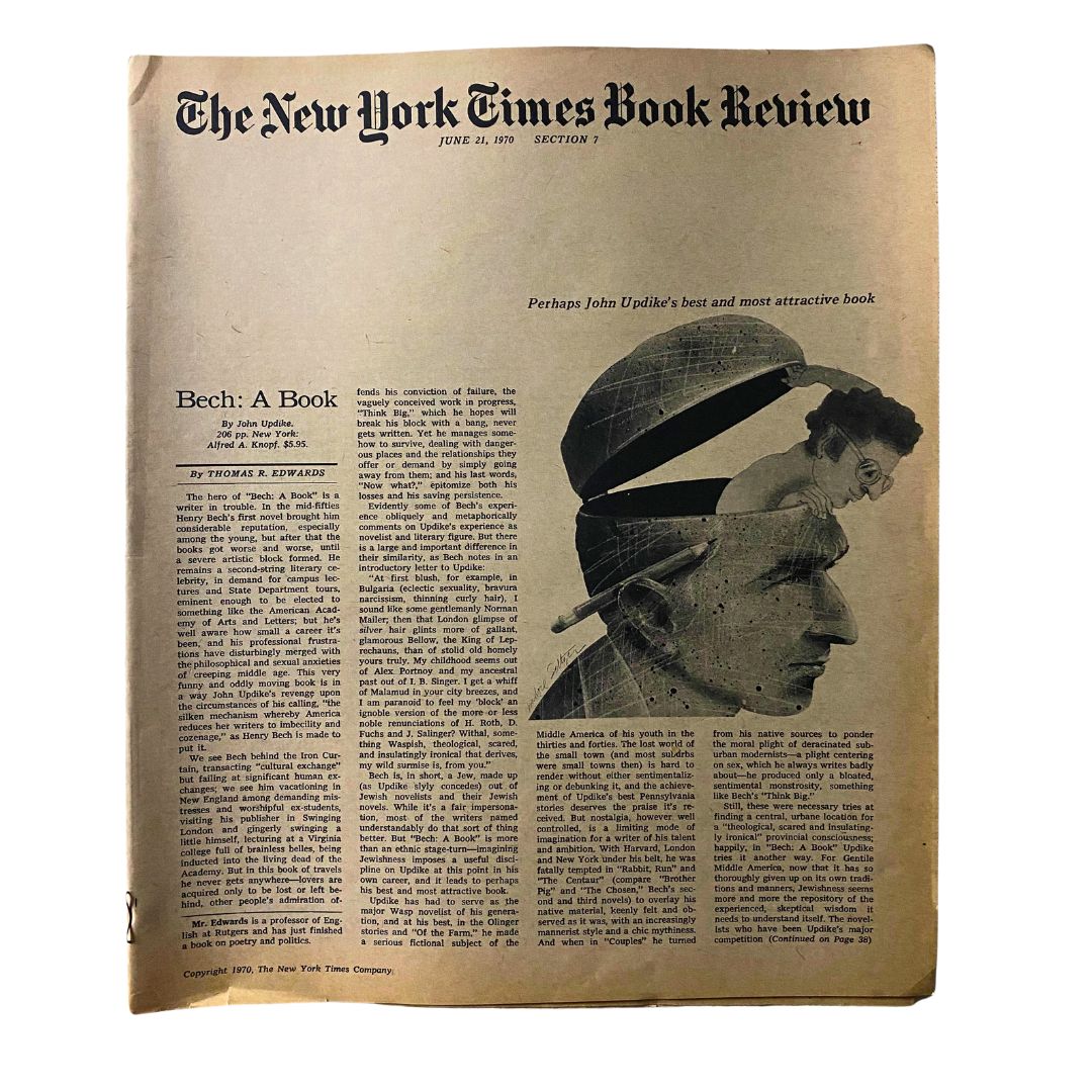 Cover of The New York Times Book Review from June 21, 1970 featuring an article titled 'Bech: A Book' by John Updike.