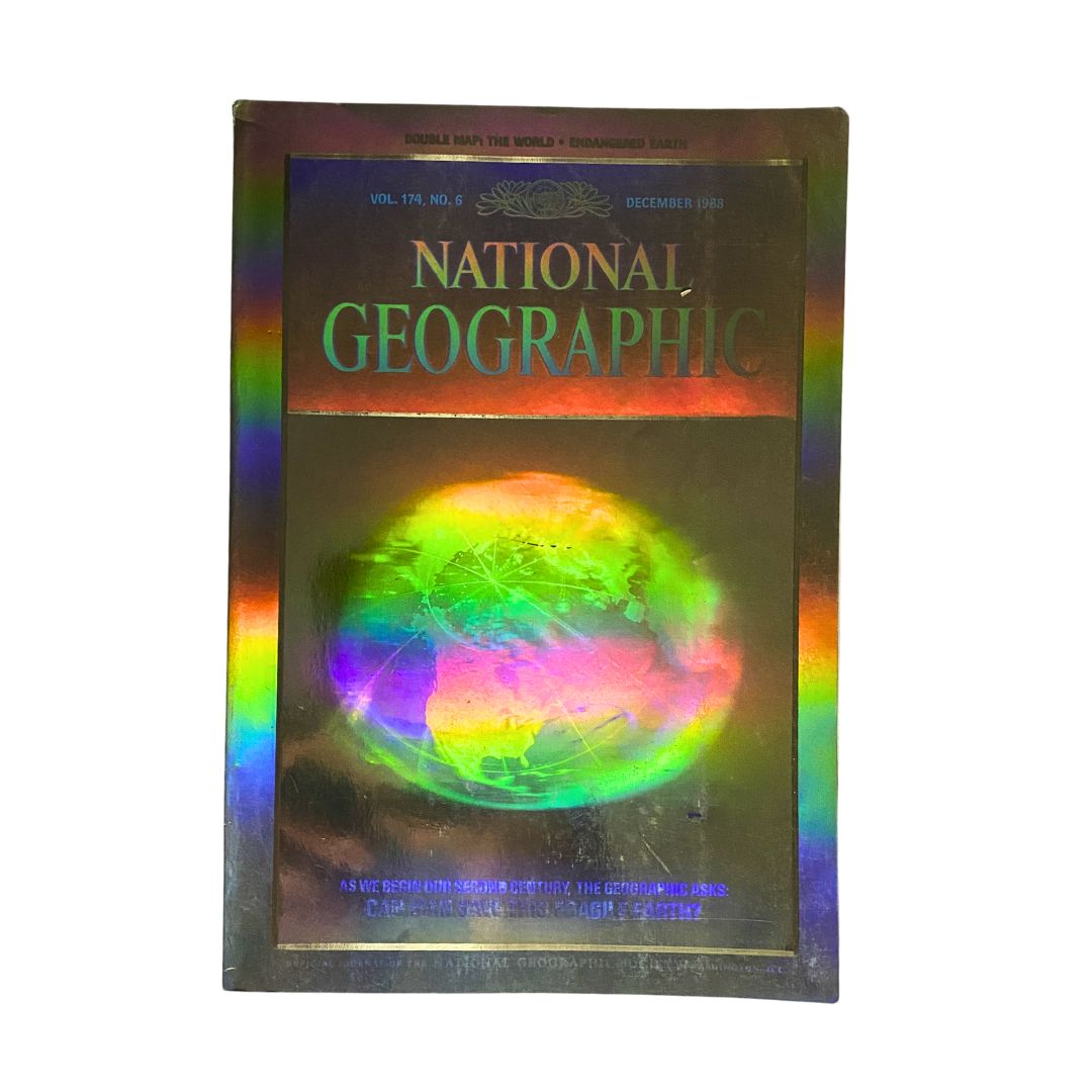 National Geographic Magazine December 1988 Double Map The World No Label